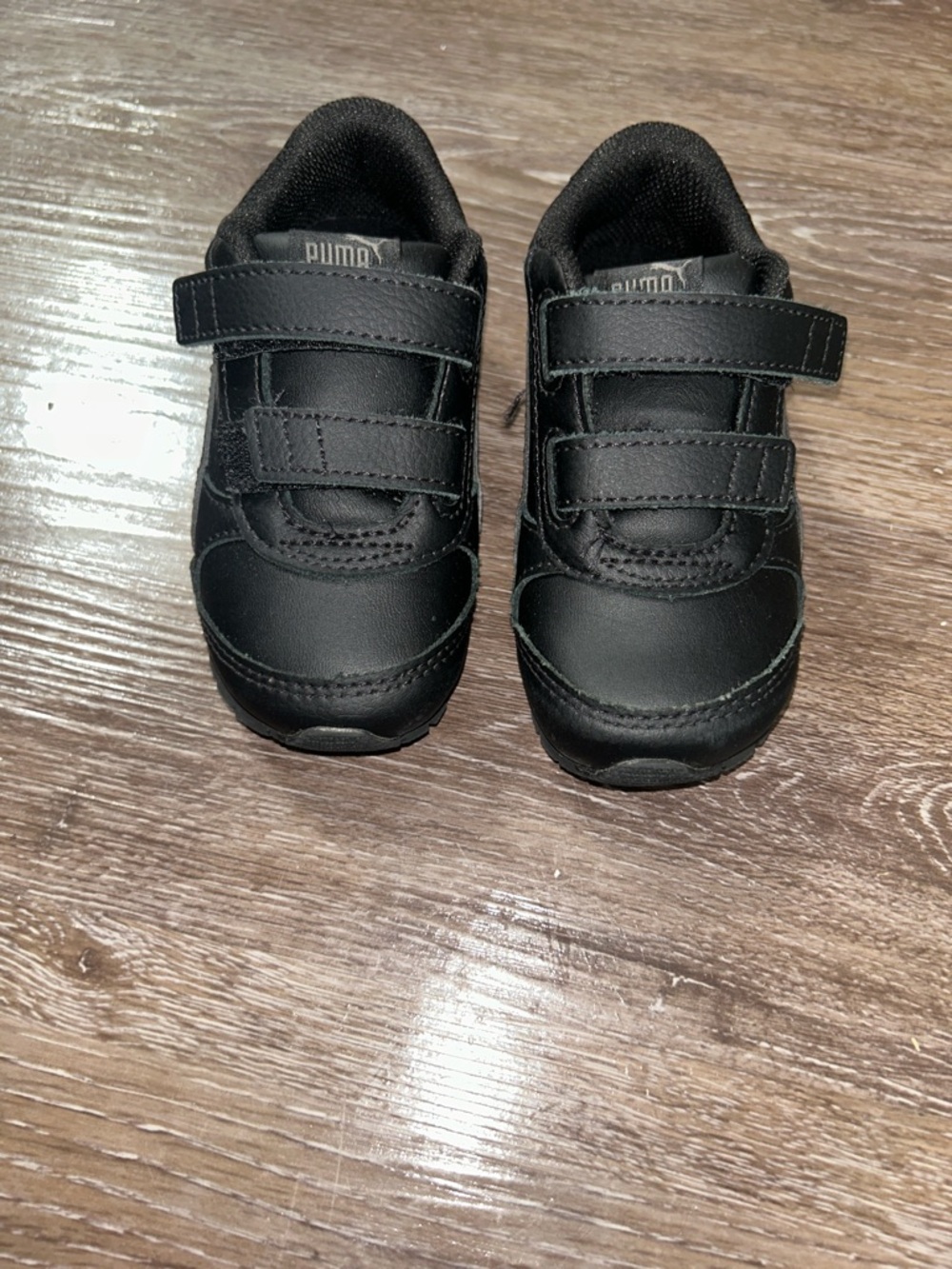 Puma Kids Black Double Velcro Sneakers